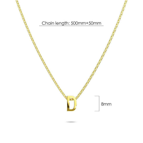 Initials Brick Alphabet Letter Necklace Gold Layered Steel Jewellery